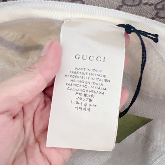 NEW Gucci Apple Supreme Logo Fedora Basket Hat Coated Canvas Beige Ebony Size S - Picture 10 of 14